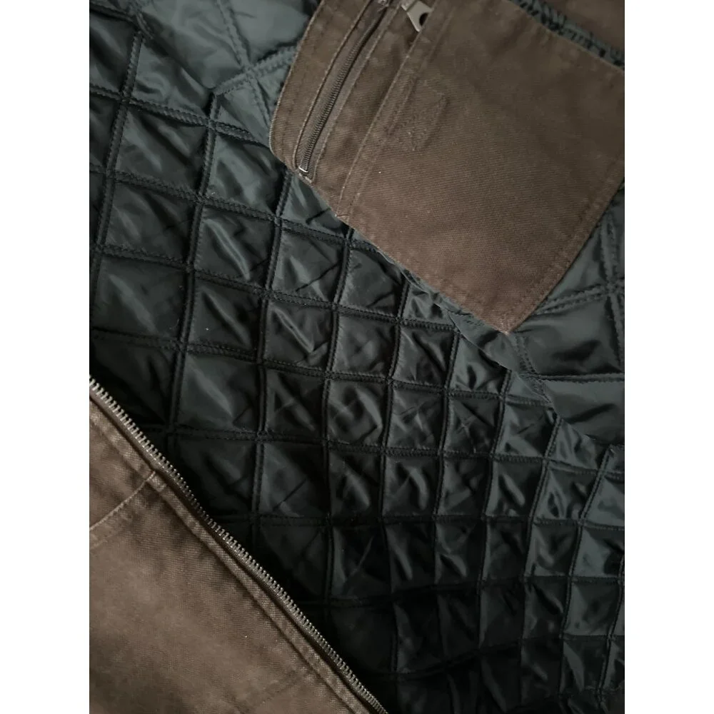 Craftsman Vintage Brown Work Vest Canvas Quilted With Zipper Close & Pockets XL - Picture 6 of 8